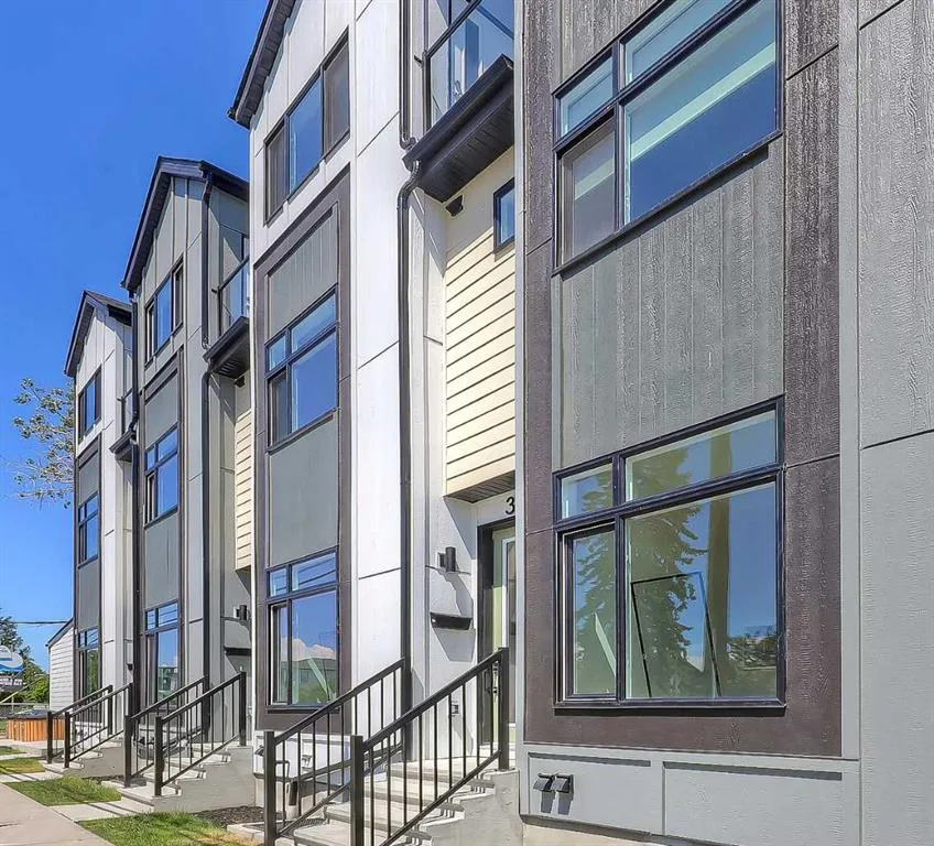 Street-facing exterior of the Glenbrook townhome row