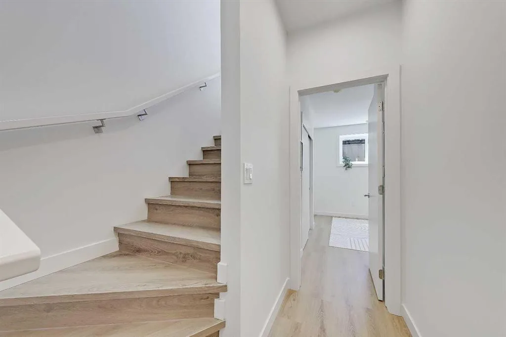 Wood-tread staircase leading to the upper floor