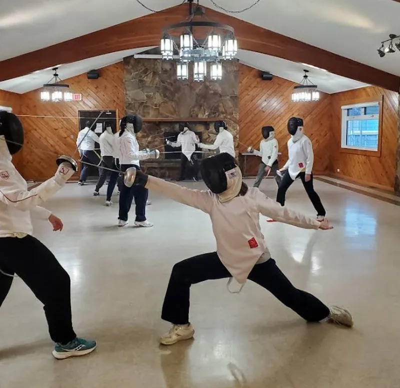 Fencing class in session at the Fencing Academy of Calgary near Glenbrook